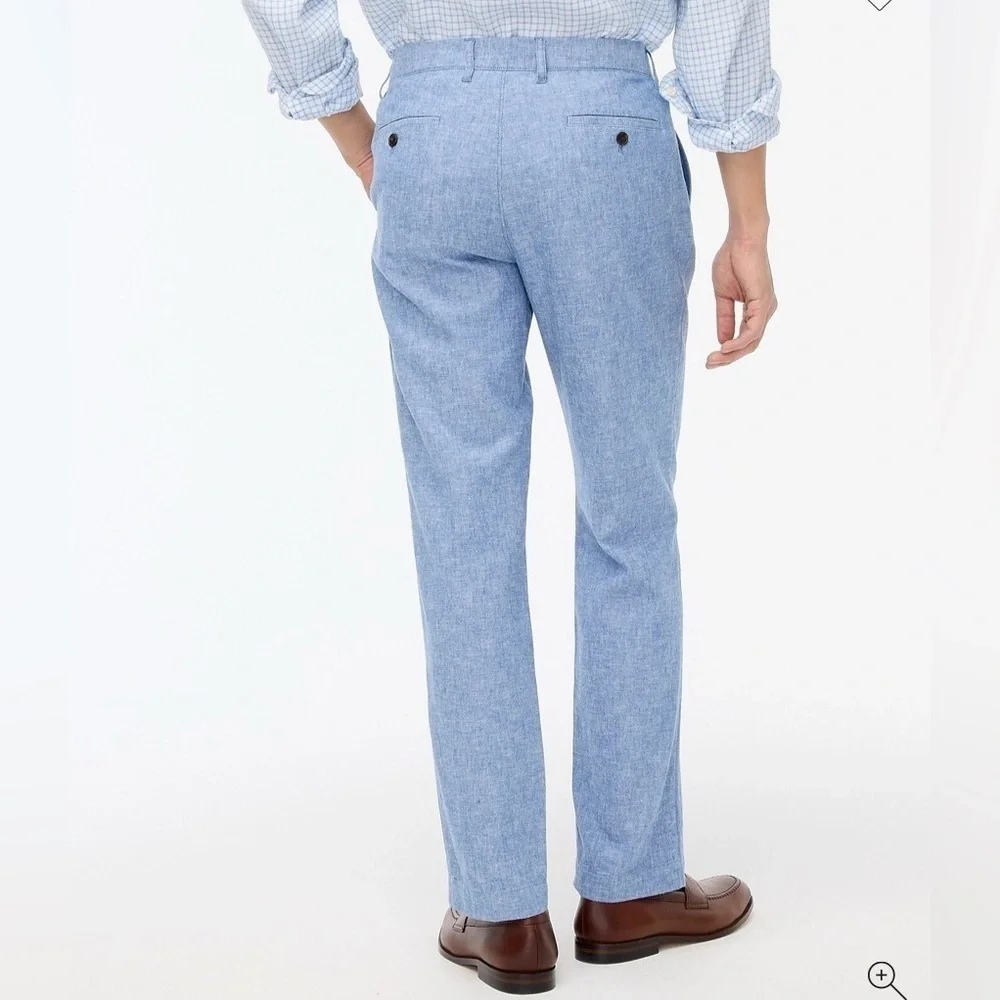 J. Crew | The Sutton | Straight-fit Linen-Cotton Blend Pant | Sky Blue | 34-32
